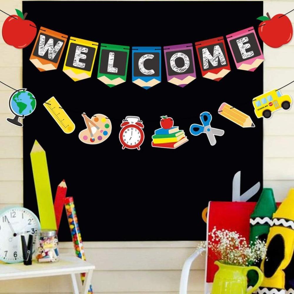 Banner Opening Decoration Flower Party Back School Banner Classroom Decoration Flag
