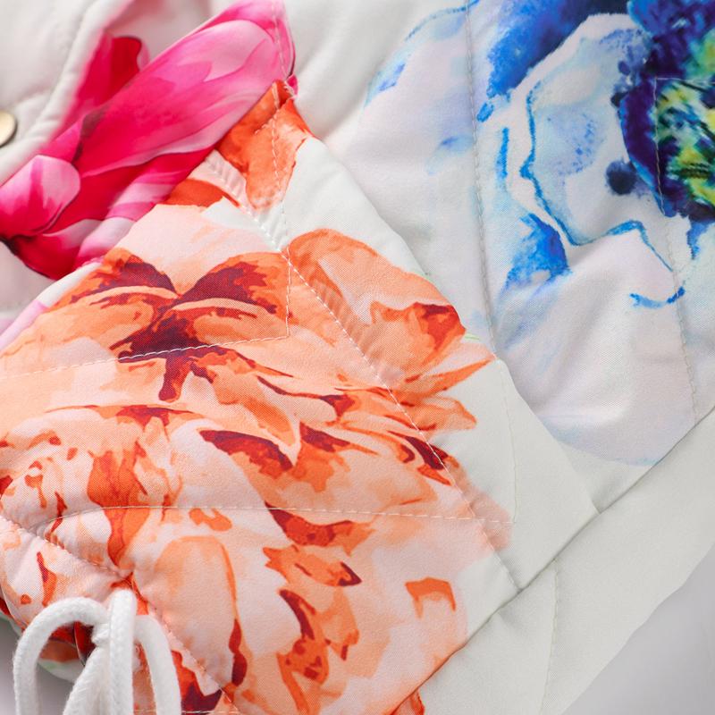 Fashion Floral Printed Jackets Women Elegant O-neck Single Breasted Draw Rope Female Coat Autumn Lady Casual Coats