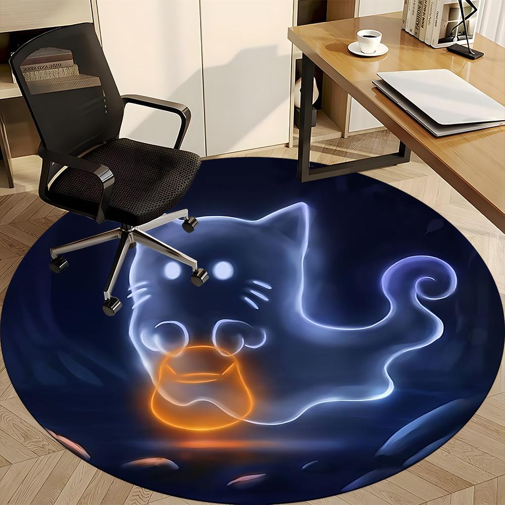 1pc Cat Spirit Office Round Area Rug, Under Office Chairs Bedroom Living Room Home Decor, Room Deco, Available In Various Sizes