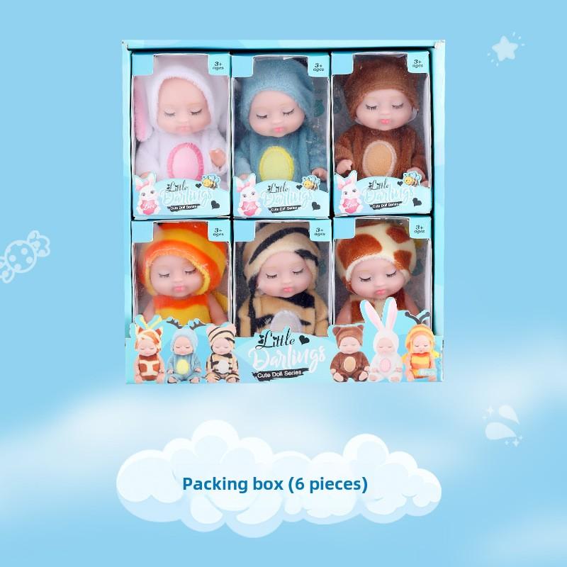 Mini Rebirth Doll 4.3 Inch Cute Animal Doll Deer/Bee/Bear/Giraffe/Tiger/Rabbit Washable PVC Material Forced Clothes and Hat Toys