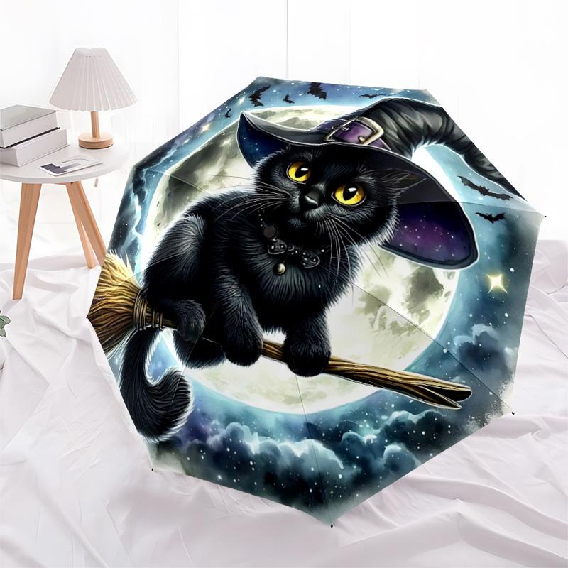 1pc Witch Cat Folding Umbrella, Durable, Suitable for Outdoor Activities or Rain, Suitable for Commuting yy251027117