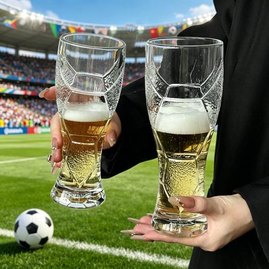 Szklanka do piwa Piłkarska, Pojemność 300ml/450ml, Przezroczysty kufel do piwa rzemieślniczego do domowego baru, Kubek Piłkarski dla Fanów Sportu