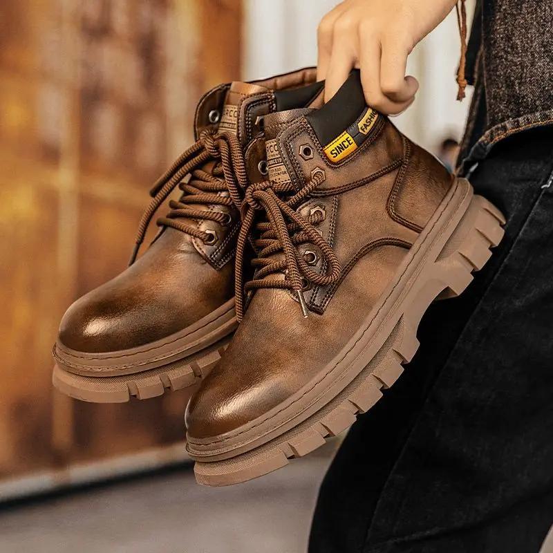 Fashion Spring Autumn New Classic Men's Sneakers High Top British Workwear Casual Business Shoes Fashion Trend Versatile Sports Shoes