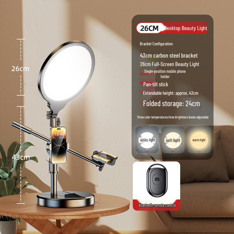 LED Live Streaming Selfie Light: Desktop & Floor Standing