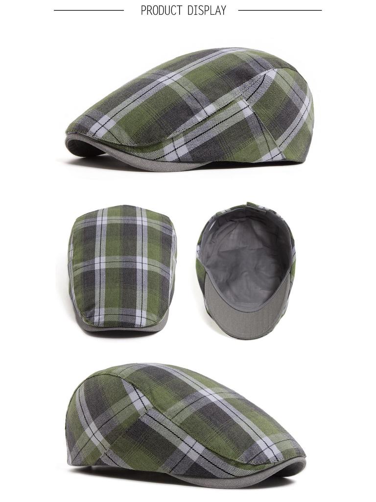 Spring/Summer Plaid Retro Beret Hat - Unisex Casual British Style Flat Cap