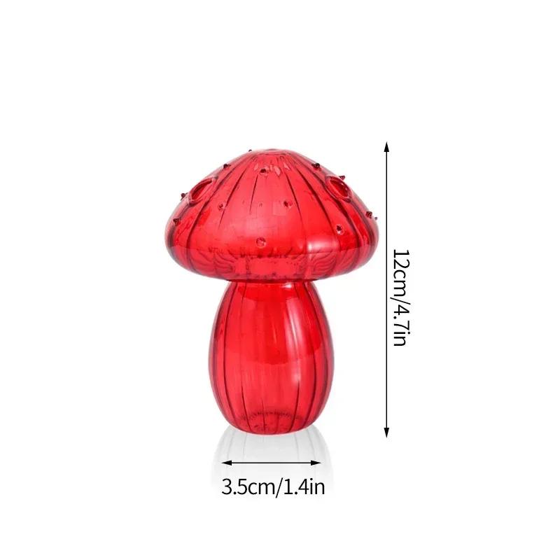 Transparent Mushroom Glass Vase Hydroponic Flower Pot Creative Desk Decorative Vase Aromatherapy Bottle Home Office Decorations