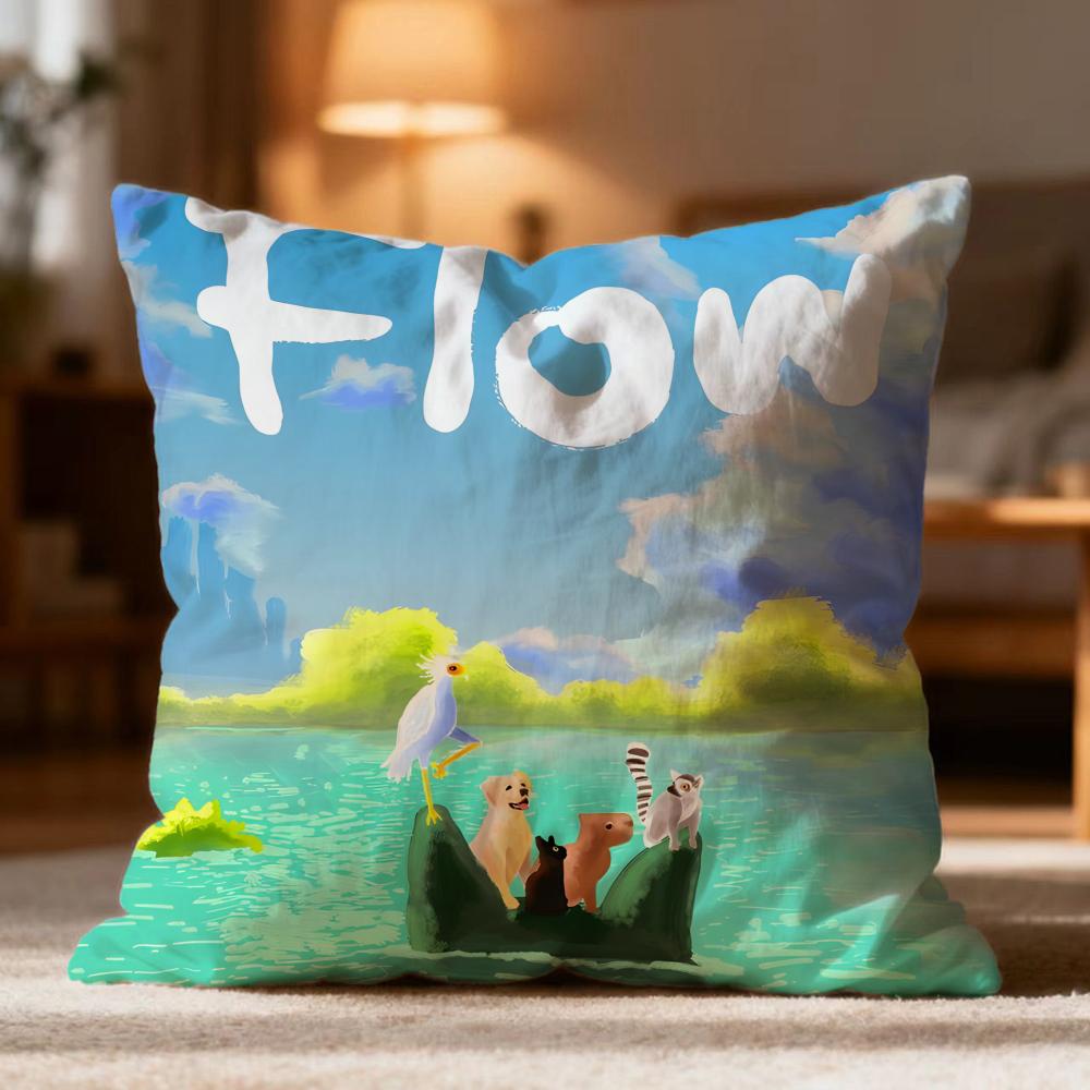 Popular F-FFlow Cushion Cover Soft Washable Pillow Case Multi-Scene for Couch Bed Travel Office Use
