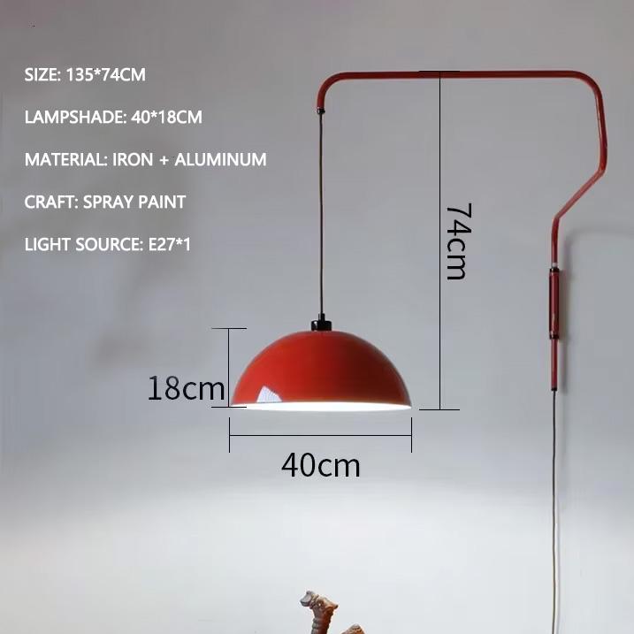 

Rotatable Wall Lamp Nordic Art Long Arm Wall Lamp With Plug For Dining Room Bedroom Parlor Restaurant Decor Designer Wall Light Warm light червоний