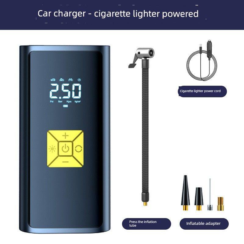 Car-Mounted Air Pump with Smart Digital Display, Wireless Air Pump, Tire Inflator, Tire Pressure Detection, Charging Car Model-Yellow Button