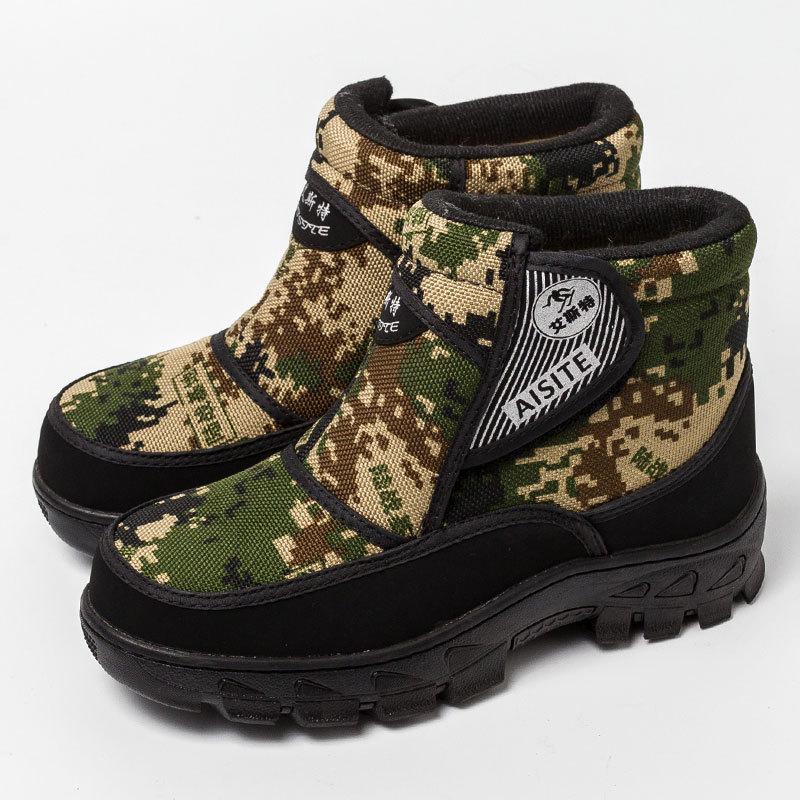 2019 Men Boots platform snow boots for men thick plush waterproof slip-resistant winter shoes Plus size ghn78