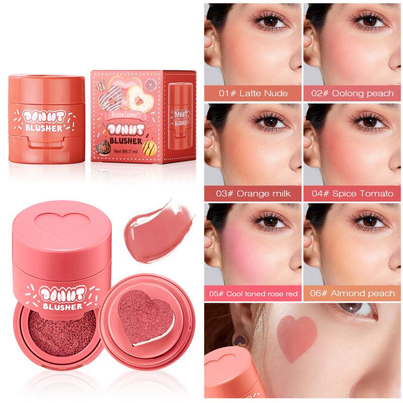 6 Farben Love Air Cushion Liquid Blush Face Lip Universal Natural Nude Matte Velvet Blush Makeup Geschenk für Frauen