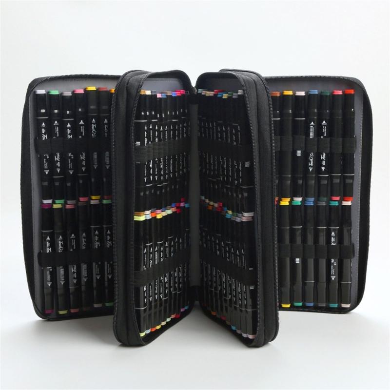 Large Marker Organiser Carrying Case 120 Slot Marker Storage Bag with Shoulder Strap for Brush Pen Art Supply Organizers