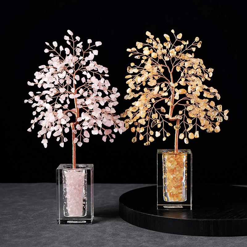 Natural Crystal Money Tree of Life Feng Shui Ornament - Ideal Housewarming Gift