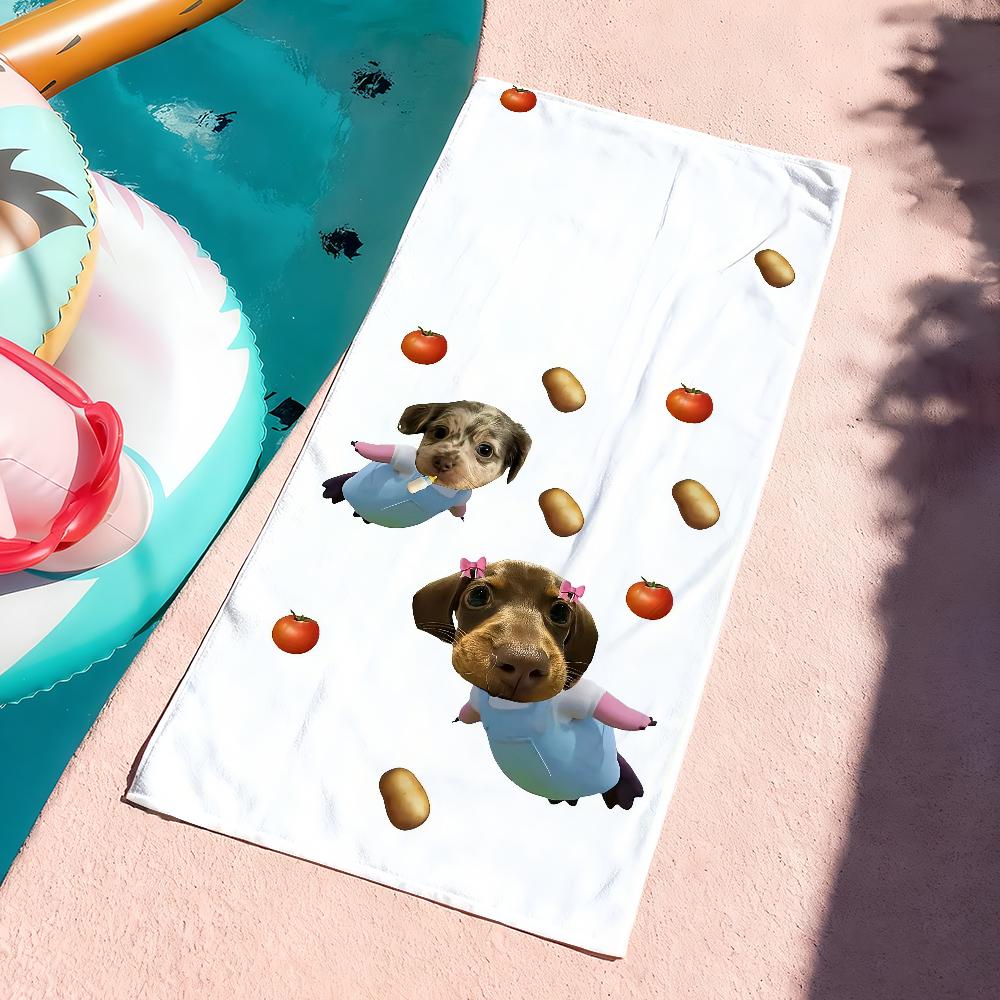 Funny Cute Dachshund Towel Quick Dry Soft Yoga Swimming Fitness Mountain Climbing Large Beach Towels
