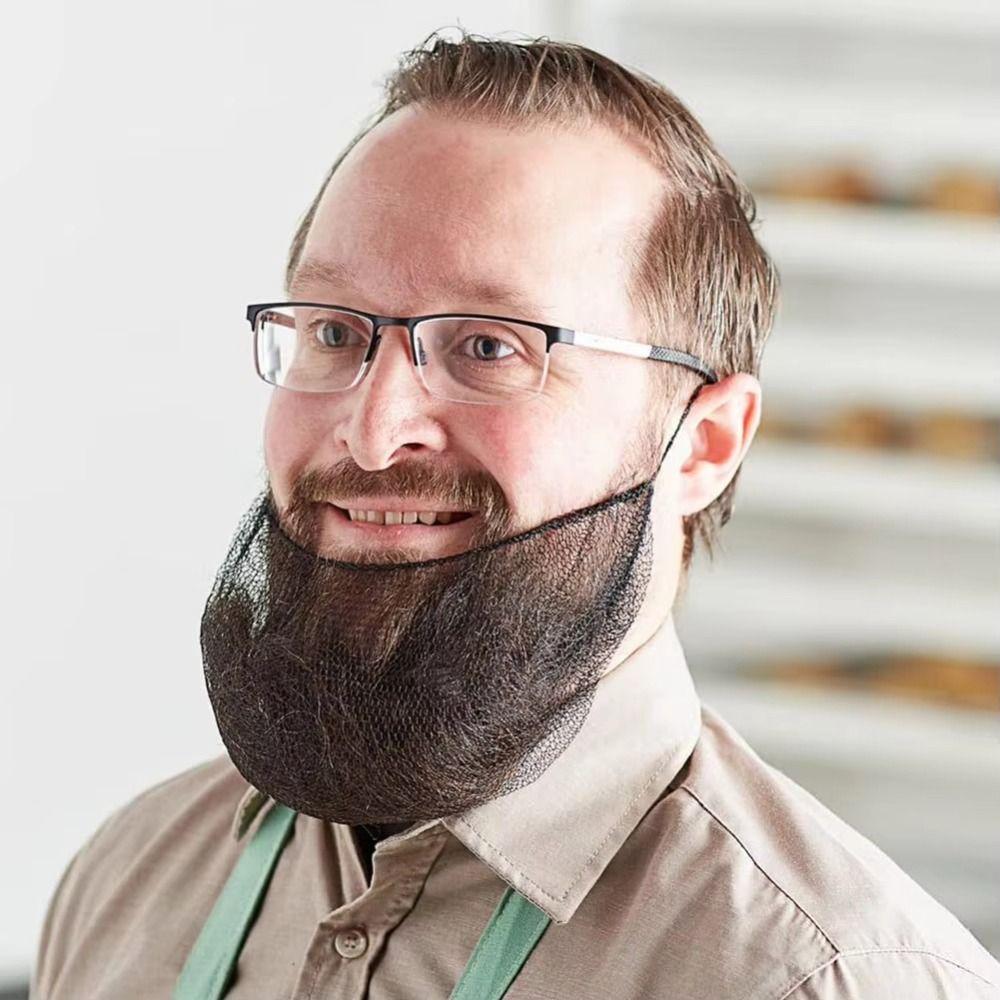 100Pcs Elastic Nylon Beard Protection Net Breathable Beard Cover Facial Beard Bib Bonnet  for Men