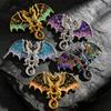 Gothic Fantasy Colorful Enamel Wings Lapel Pin Twin Winged Dragon Brooches for Women Men Game Cosplay Suit Coat Decor Jewelry