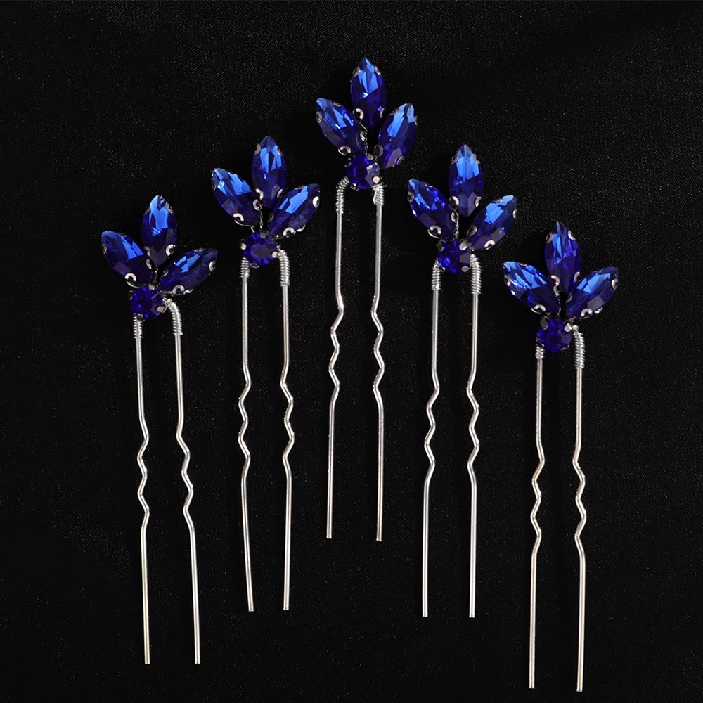 5 Stück Rot Silber Strass Braut Haarnadeln Handgefertigter Kopfschmuck für Frauen Grün Blau Hochzeitsaccessoires Kopfschmuck Party Tiaras