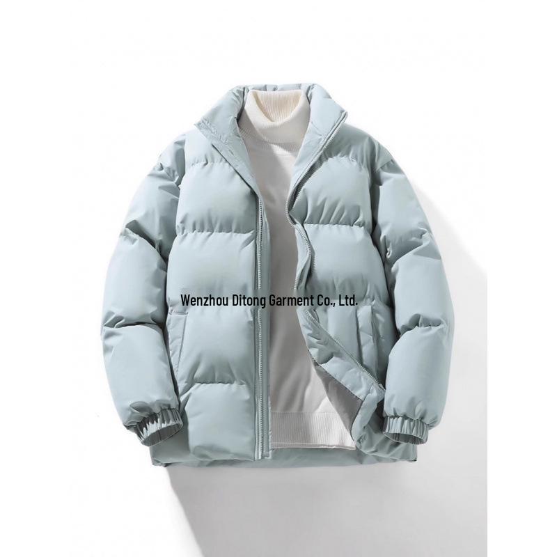 Men's Autumn & Winter High Neck Thickened Cotton Coat with Velvet, Solid Color, Plus Size, Couple Wear Puffer Down Jacket