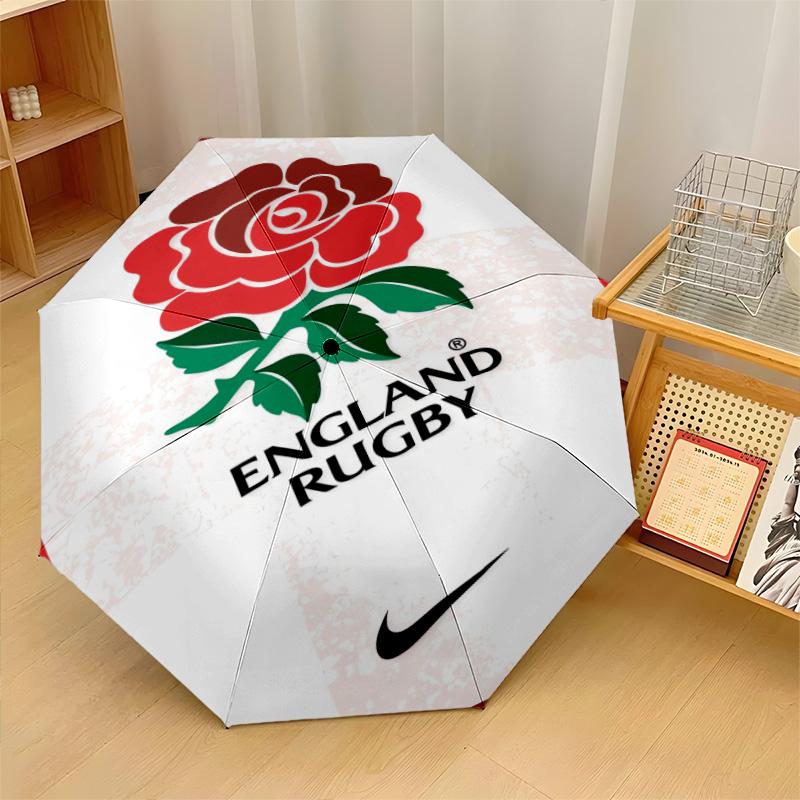 England Rugby Aufdruck Auto 8?Rippen Faltbarer Regenschirm Windbeständig Leicht Automatischer Regenschirm Für Tägliche Reisen