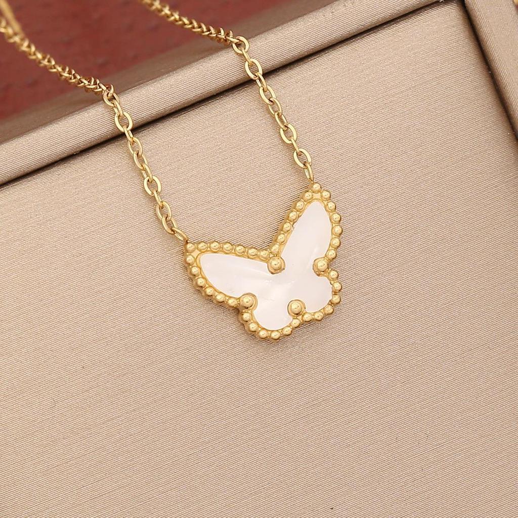 2026 Multi-color Butterfly Stainless Steel Pendant Clavicle Necklace N1104
