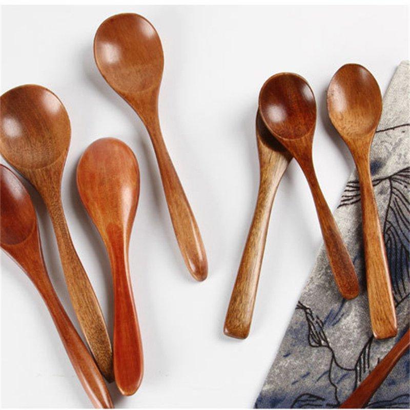 2 piezas de vajilla de madera con letras, al por mayor, cuchara pequeña de madera japonesa, cuchara para miel, cuchara para revolver café, cuchara de madera maciza