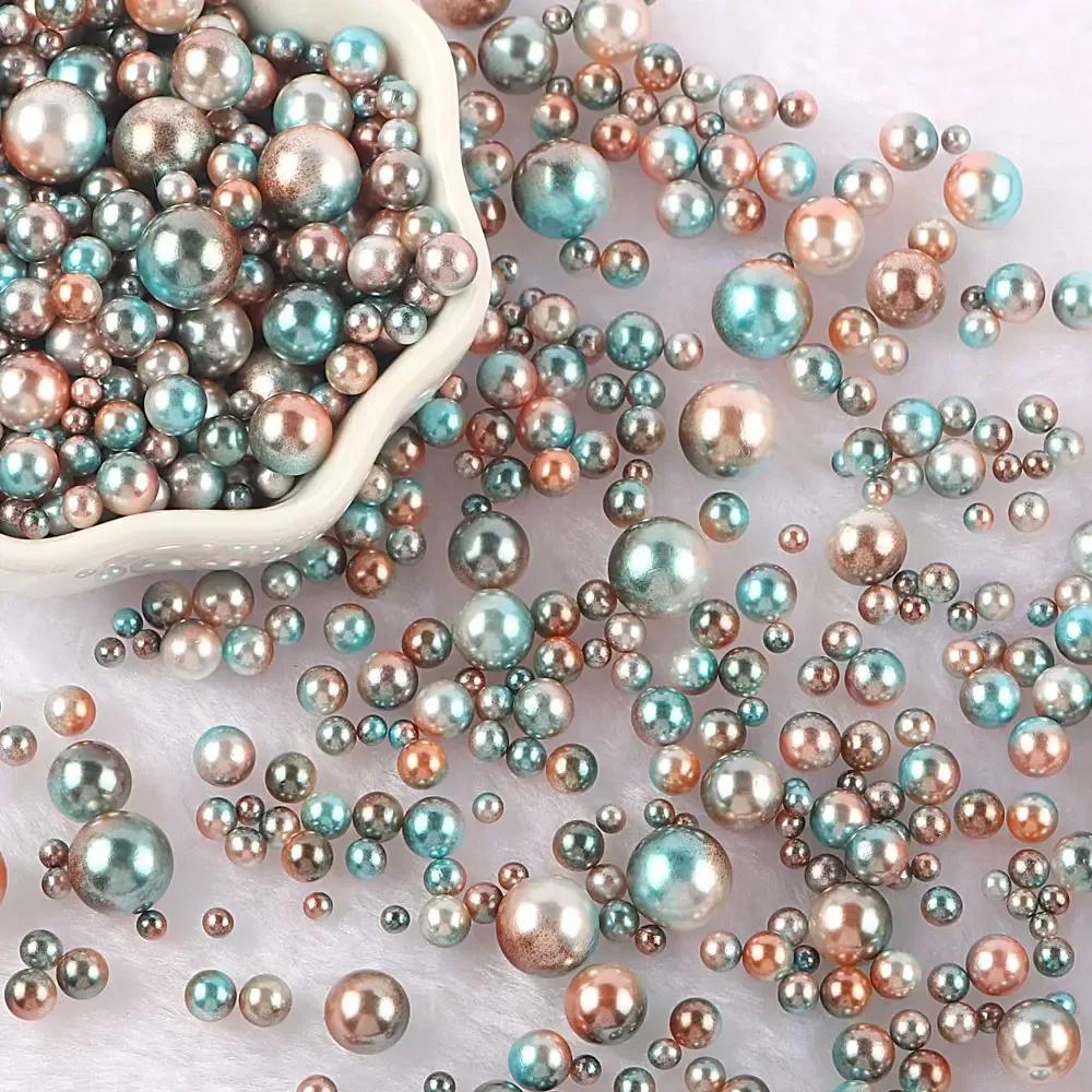Miçangas ABS Imitação de Pérola Multicoloridas Sem Furo Miçangas Soltas para Arte de Unhas DIY Artesanato Decoração de Scrapbook