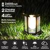 Solar Powered Outdoor Camping Lantern with Knob Vintage Camping Light 1200mAh Handheld Camp Lamp for Hiking Emergency