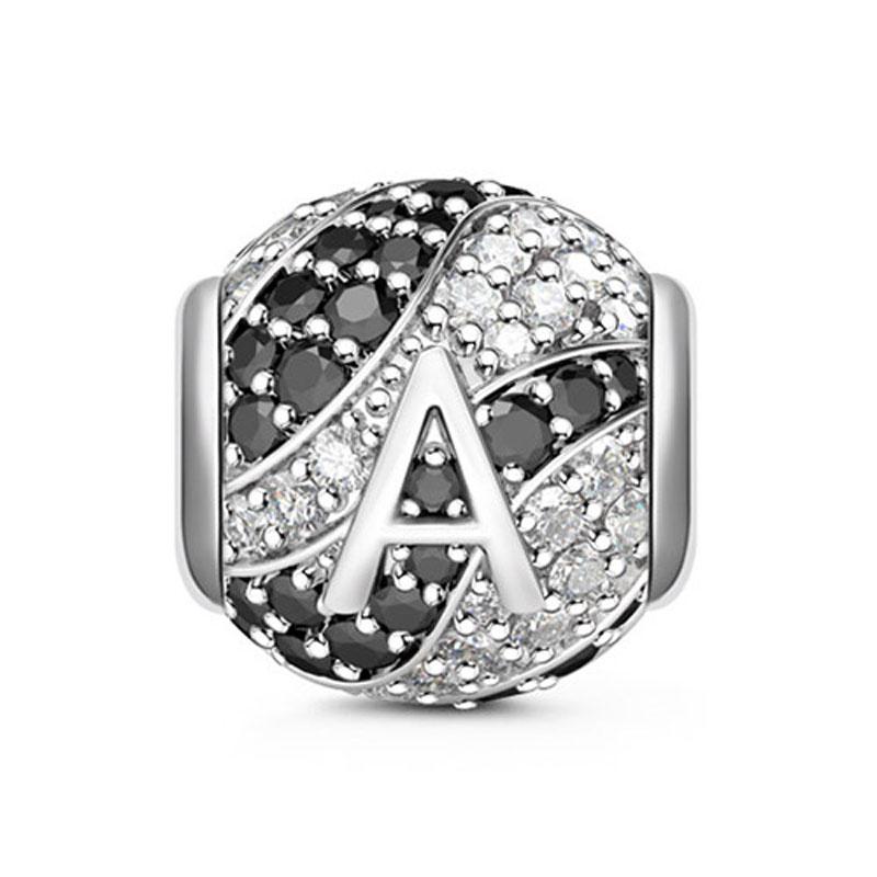 Kulaté Pave Abc Písmeno abecedy 925 Sterling Silver korálky Charm Fit Originální módní náramky pro kutily pro ženy Dárkové šperky