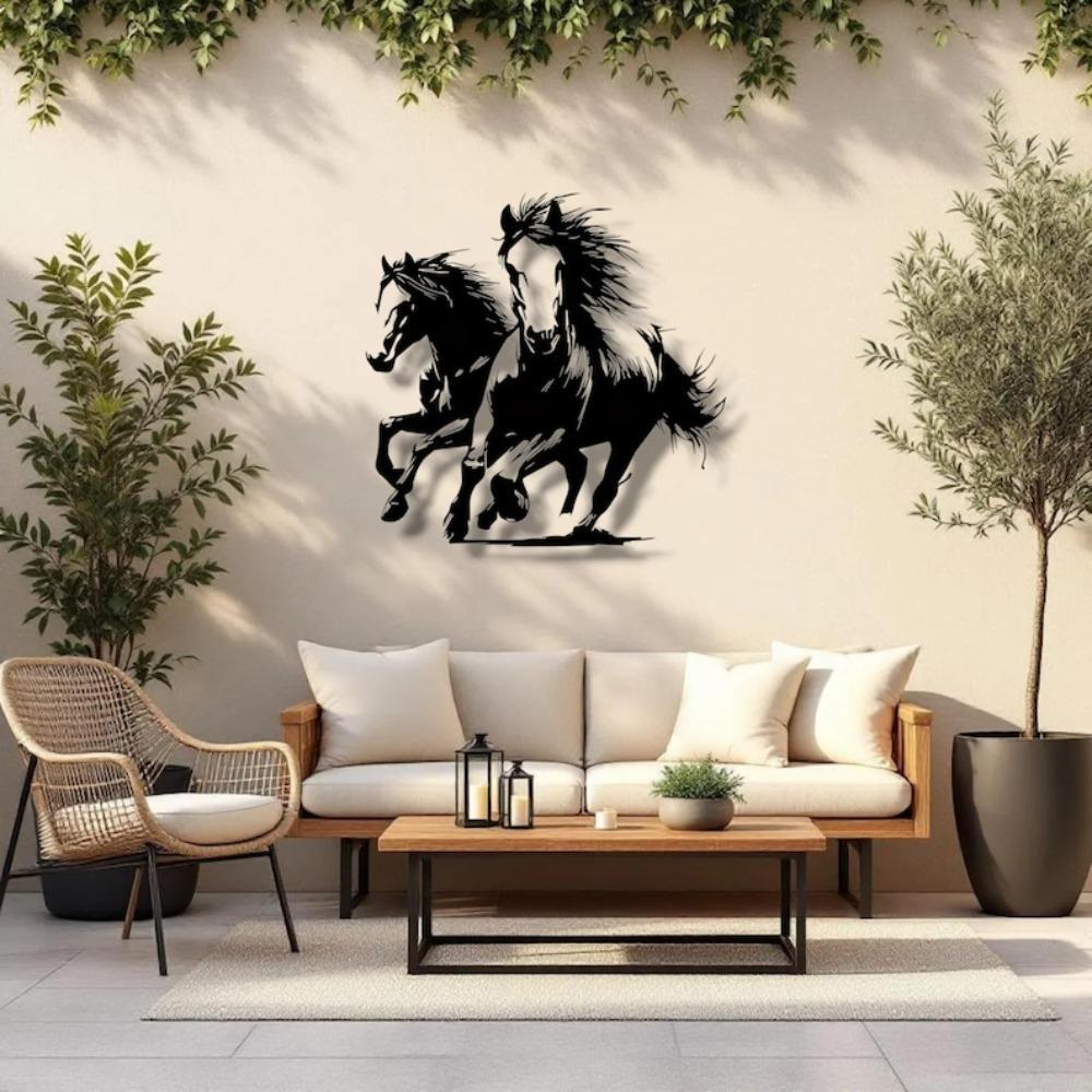 Horses Metal Wall Art Dynamic Freedom Power Design