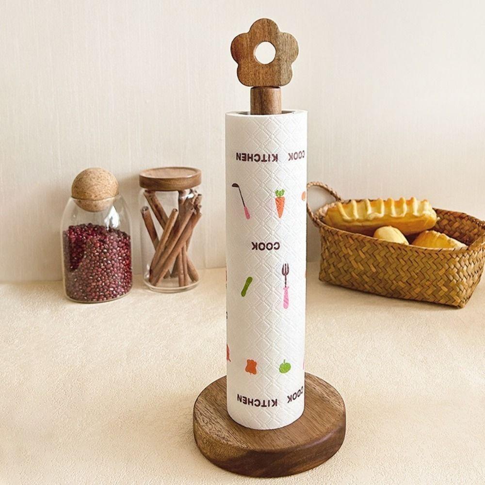 Free Standing Wood Paper Towel Holder Movable Vertical Tissue Rack  Restaurant