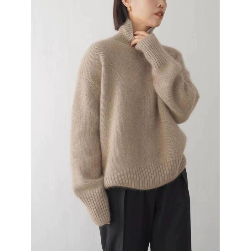 Women's Sweater Fall and Winter Thickened Turtleneck Women Loose Knitted Pullover Sweater Idle Style Bottoming Shirt Women