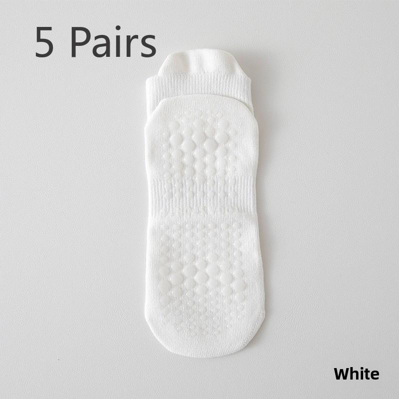 5 Pairs of Girls Spring and Summer Yoga Silicone Anti Slip Silent Mesh Short Socks