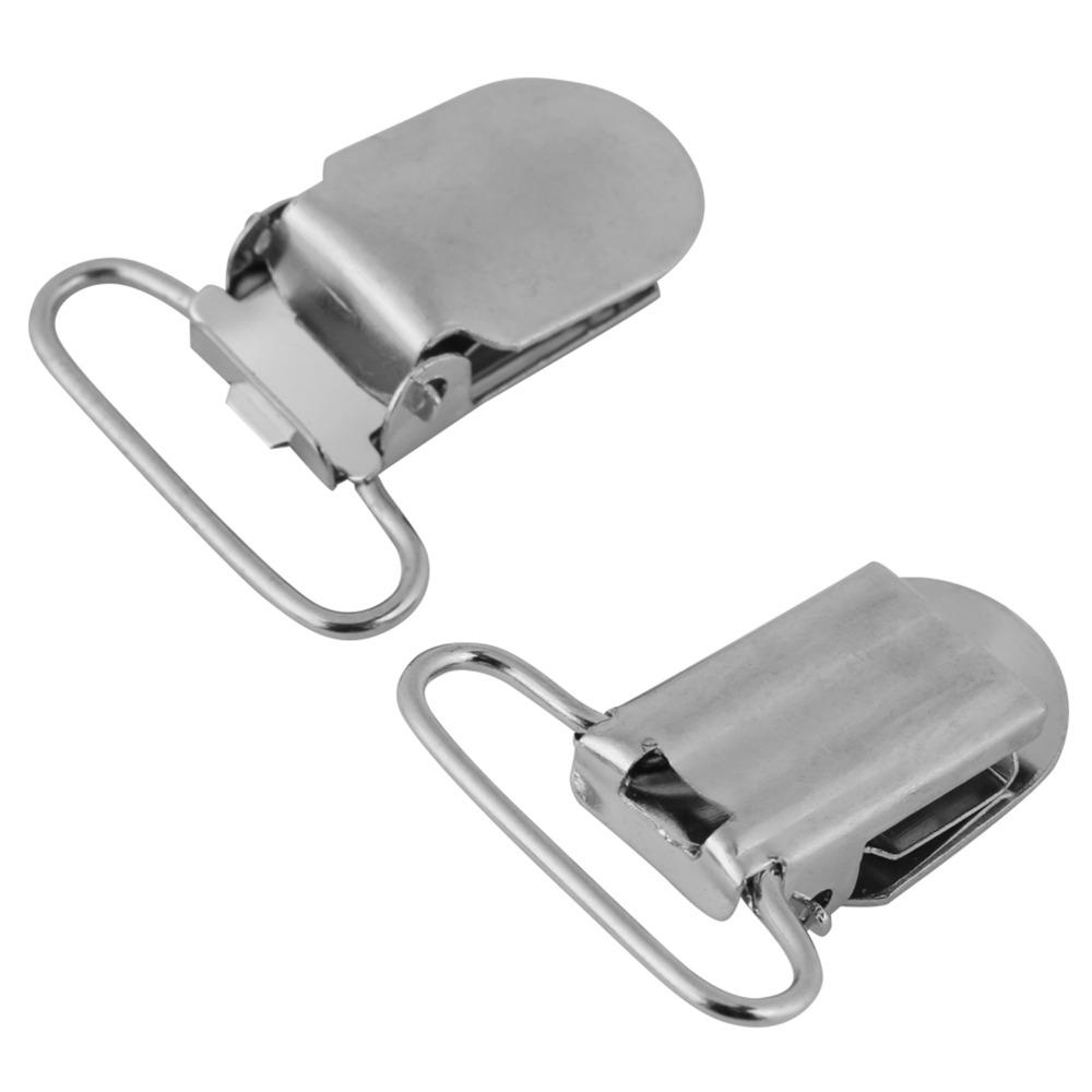 20pcs Rugged Fasteners Metal Suspenders Clips Silver Metal Adjustable Fastener Accessory