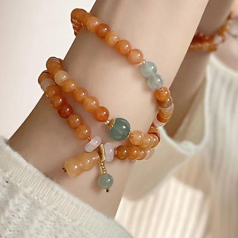 

Маленький свежий старинный многослойный браслет с натуральными кристаллами агата, браслет для всех девочек