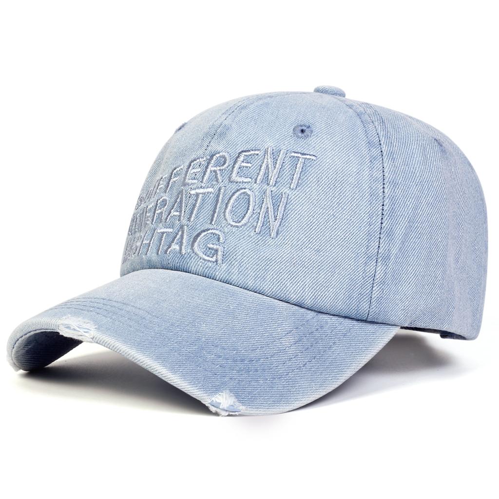 Unisex DIFFERENT Embroidery Adjustable Washed Denim Baseball Hat Retro Caps Spring Autumn Outdoor Sport Travel for Women Men
