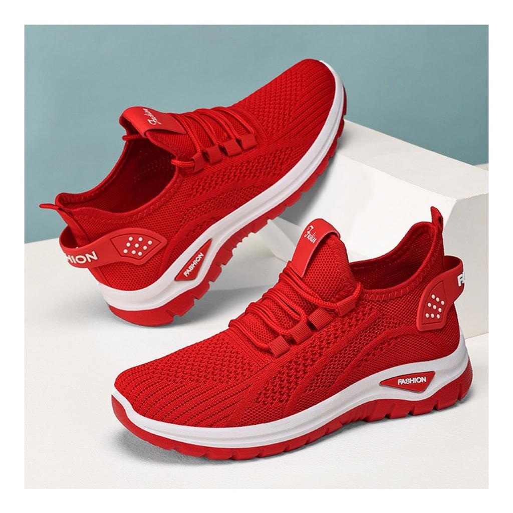 Women's New Flying Weave Sports Shoes, Comfortable and Breathable Running Shoes, Large Size Lightweight Single Shoes