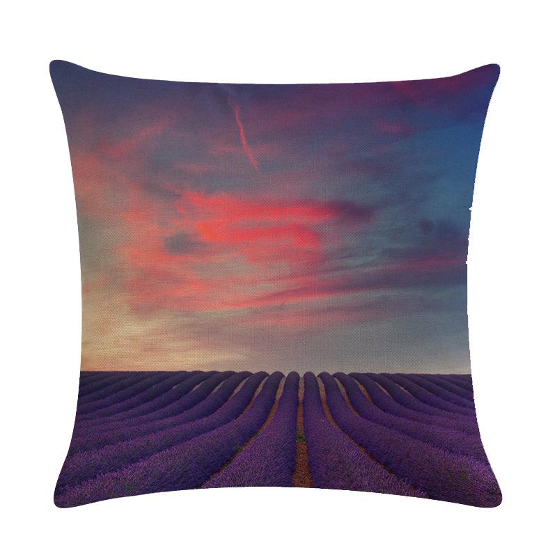 Purple Landscape Lavender Collection Digital Printing Short Plush Pillow Covers For Car Sofa Office Cushion Cover Home Goods