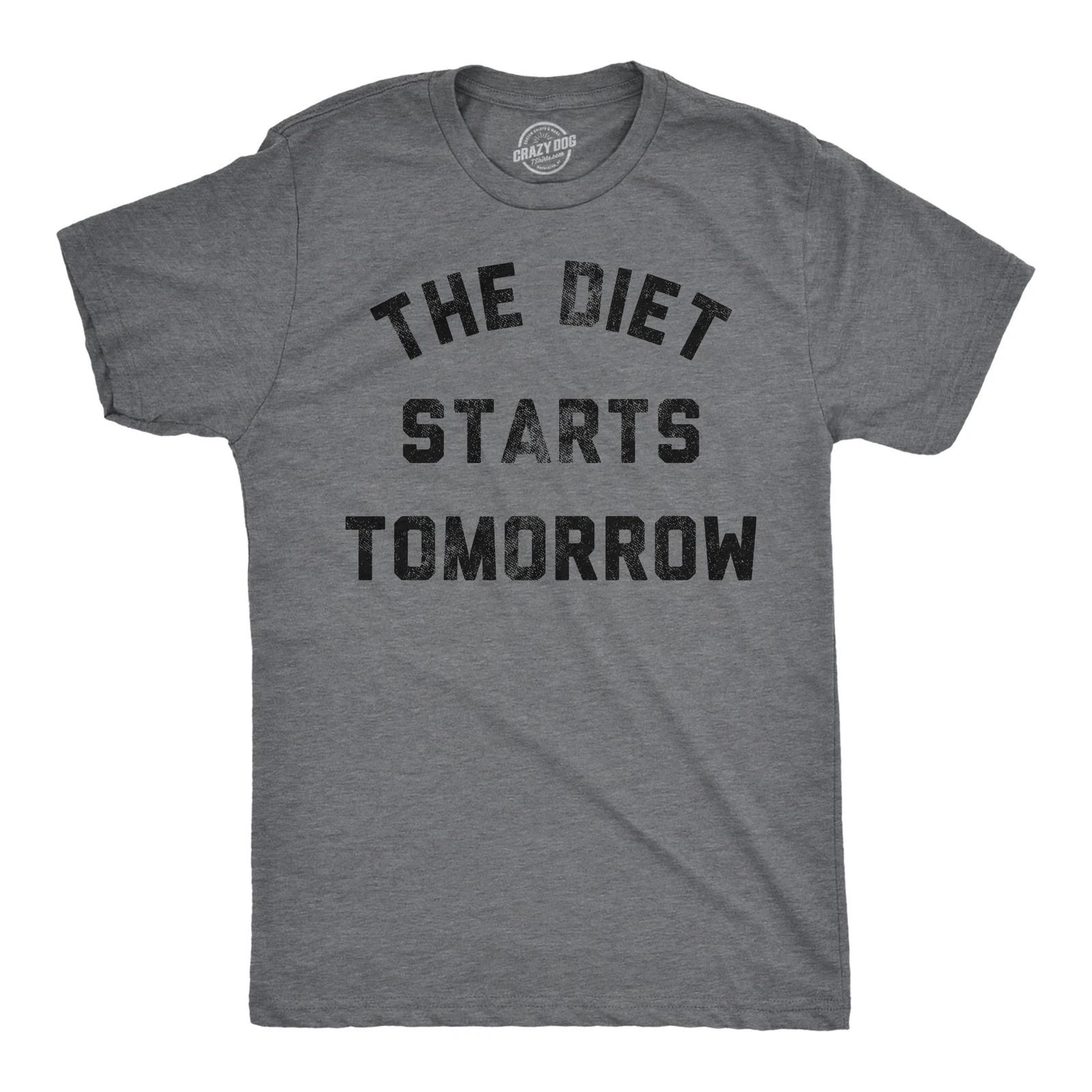 Mens Funny T Shirts The Diet Starts Tomorrow Sarcastic Food Novelty Tee for Men XXXL