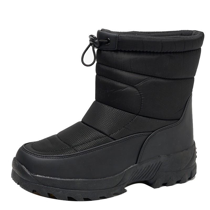 Mens One Foot Stirrup Large Size Soft Sole Winter Warm Anti-slip Fur One Snow Boots Padded Lined Ankle Boots Anti-slip Sports Cotton Boots