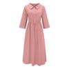 Women's Shirt Collar Button Front Midi Dress with Belt Casual A-Line Summer Dress Multiple Colors