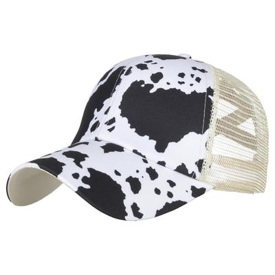 Mesh Cow CA640 [White Fang] Cap, Print, Hat, Sports, Running, Outdoor, Women's (Black)