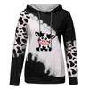 Women's Cute Cow Print Sweatshirt Long Sleeve Hooded Casual Tops Shirts