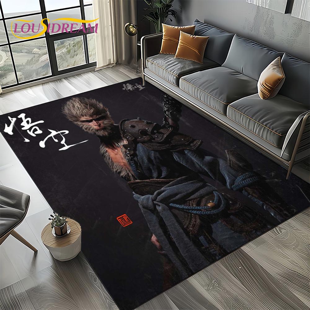 3D Black Myth Wukong Apekungen Tecknad Spelmatta för Sovrum Vardagsrum Hem Soffa Dekoration, Barninredning Golvmatta