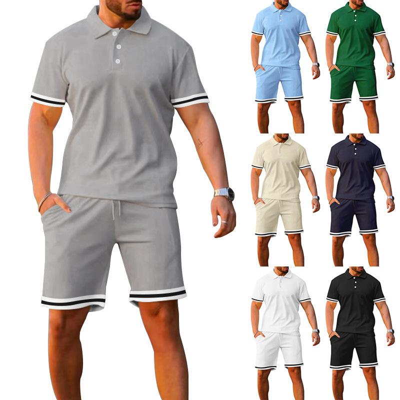 Summer Short Sleeved Shorts Sports and Leisure Men's Set