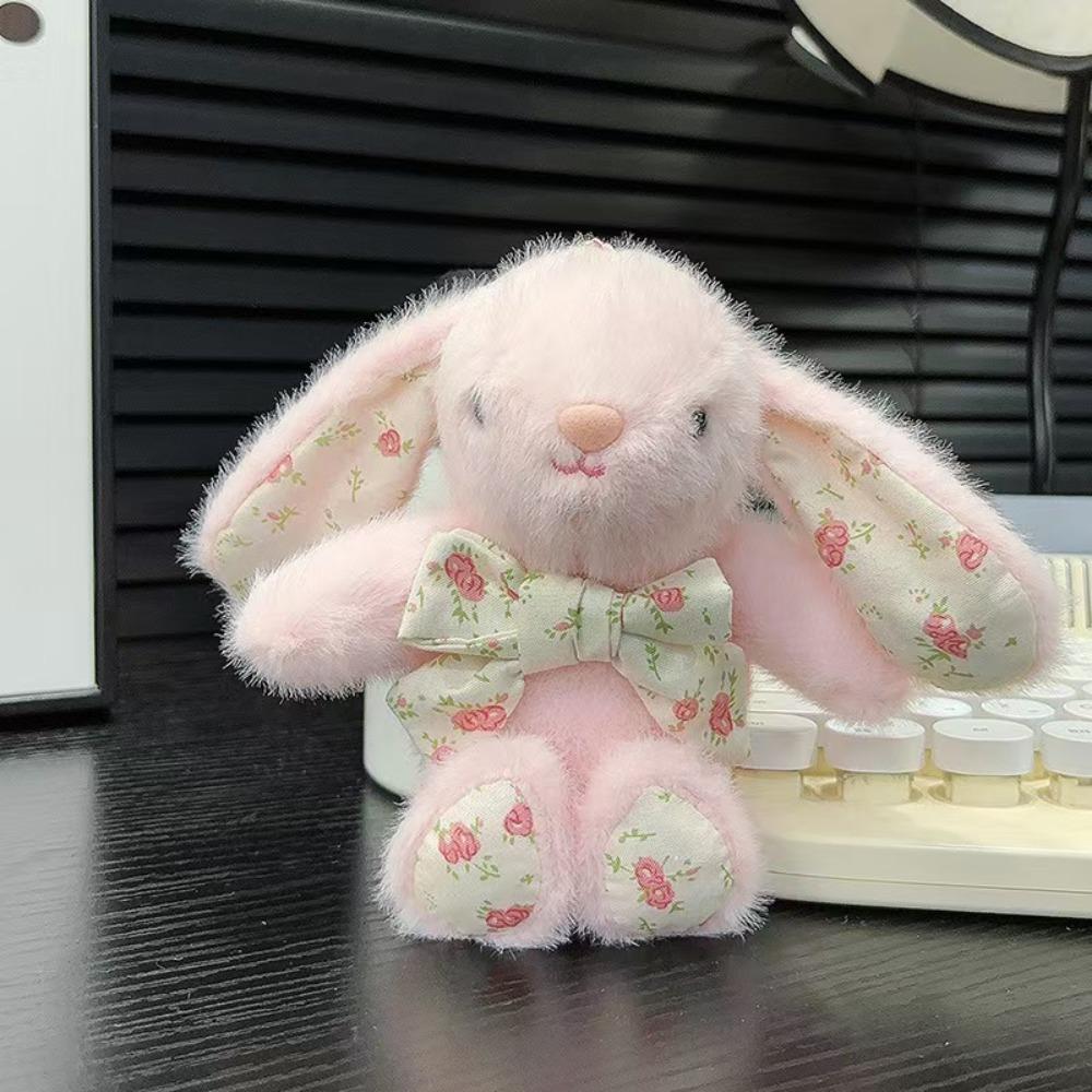 Cute Bunny Plush Keychain Kawaii Stuffed Animal Bag Charm Soft Rabbit Doll Pendant Bowknot Keyring Gift for Girls Women Backpack