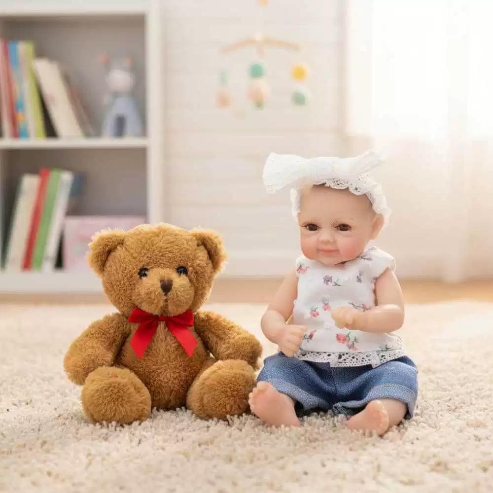 8inch Full Solid Silicone Baby Doll Flexible Elastic Super Soft Cute Small Size Squish Silicone Lifelike Reborn Bebe Doll Toy