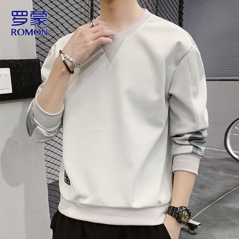 ROMON Men's Casual Round Neck Long-Sleeve Sweatshirt