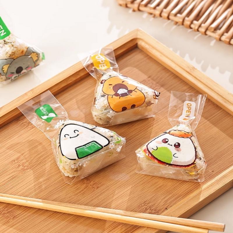50/100 Pcs Cartoon Capybara Koala Triangle Rice Ball Packaging Bag Nori Onigiri Sushi Bag Sushi Making Mold Bento Accessories