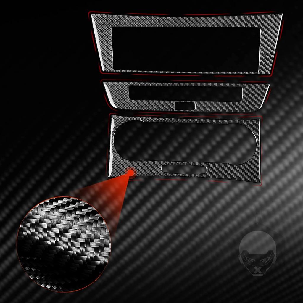 Real Carbon Fiber Car Climate Control CD Radio Panel Sticker Cover Trim Compatible with Mercedes-Benz C-Class W204 C250 C300 C350 C63 AMG 2012-2014