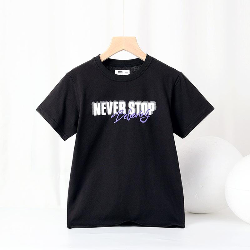 

Летняя одежда корейская версия новой детской спортивной футболки с коротким рукавом для больших детей с принтом, детская футболка с коротким рукавом 160cm